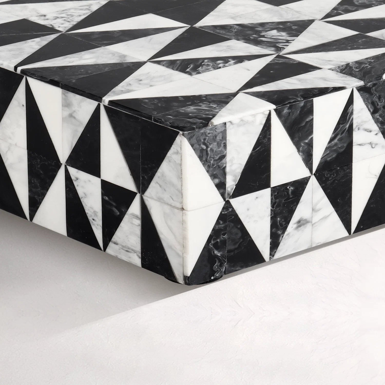 Decorative Box Medley Harlequin Resin Inlay, Black - White, 6 sizes