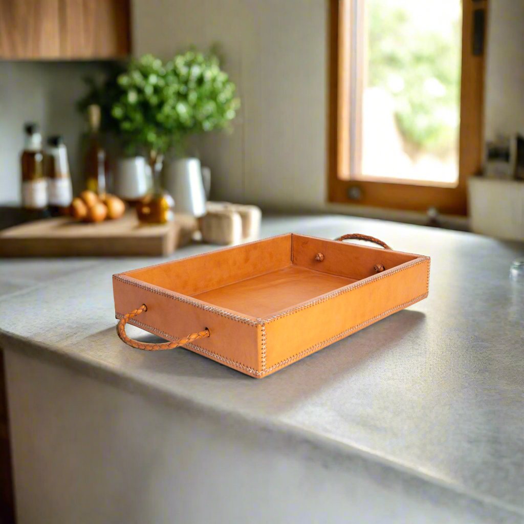 Mesa | Rectangle Ottoman Tray with Embroidered Handles