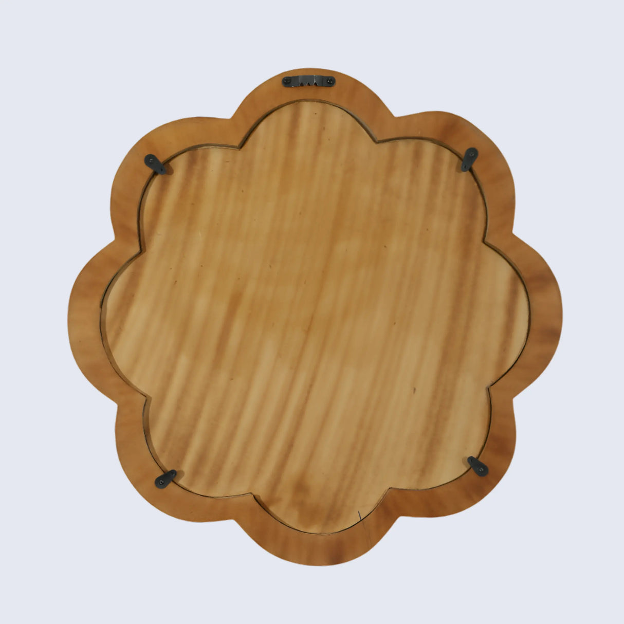 15" Black & White Resin Inlay Round Scalloped Boho Wall Mirror