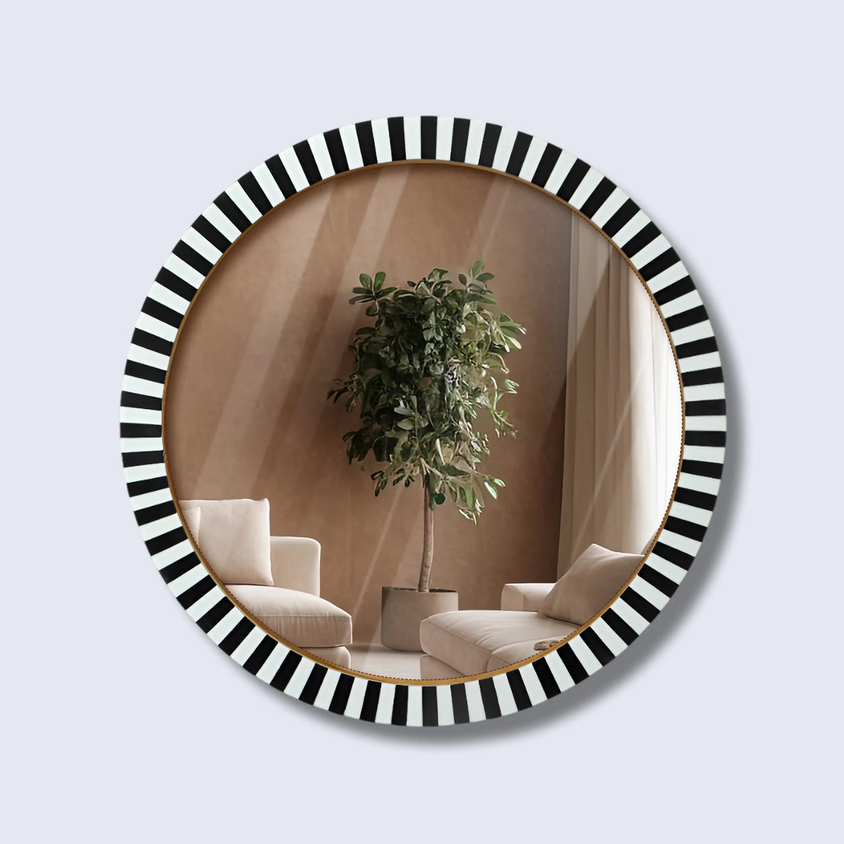 18" Round Striped Radial Pattern Wall Mirror in 2 Colors