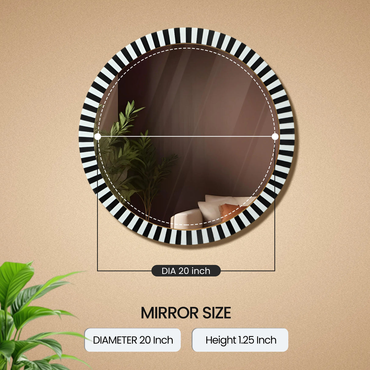 18" Round Striped Radial Pattern Wall Mirror in 2 Colors