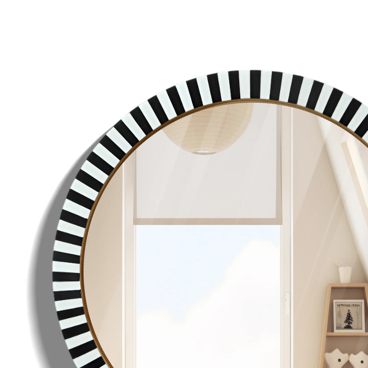 18" Round Striped Radial Pattern Wall Mirror in 2 Colors
