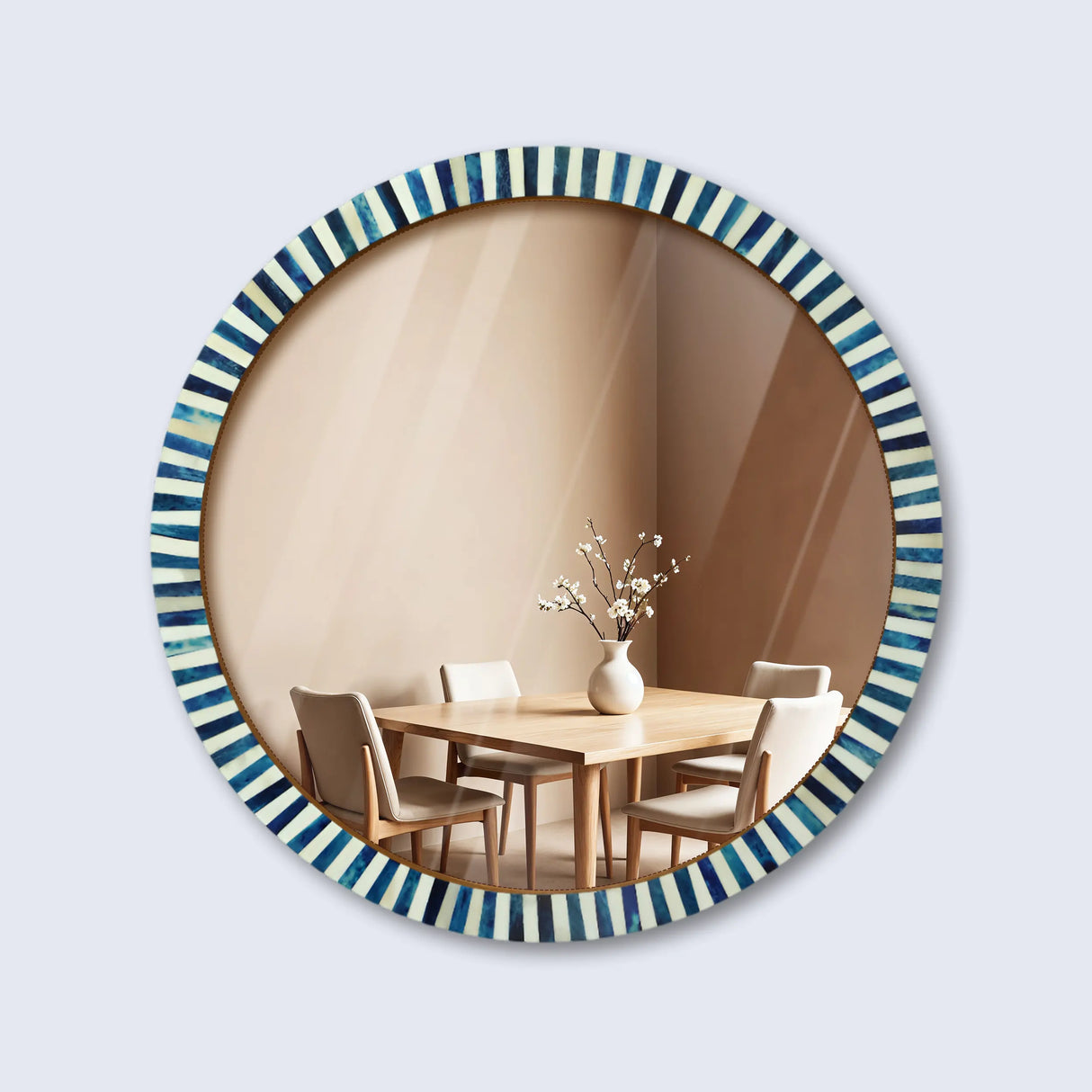 18" Round Striped Radial Pattern Wall Mirror in 2 Colors