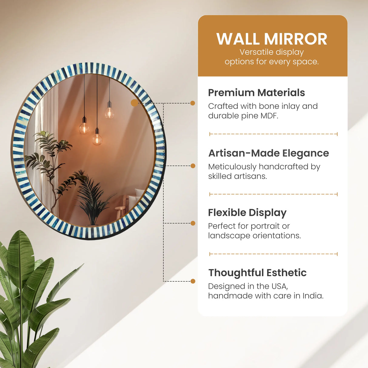 18" Round Striped Radial Pattern Wall Mirror in 2 Colors