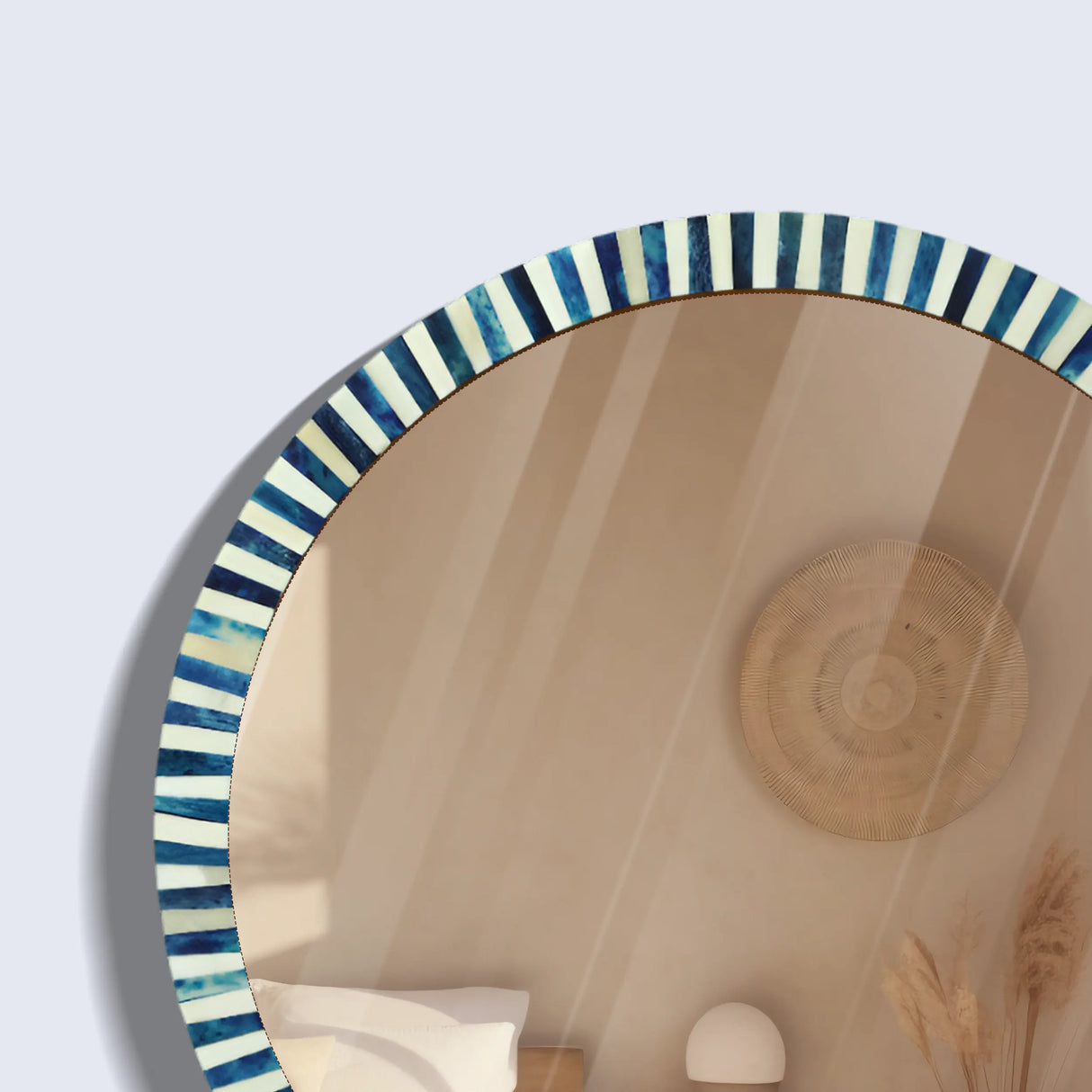 18" Round Striped Radial Pattern Wall Mirror in 2 Colors