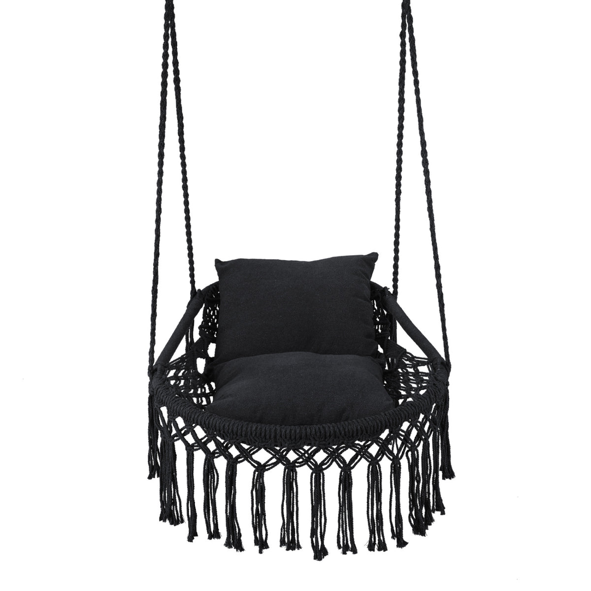 Macrame Swing Chair Hammock Chair with 2 Removable Cushions