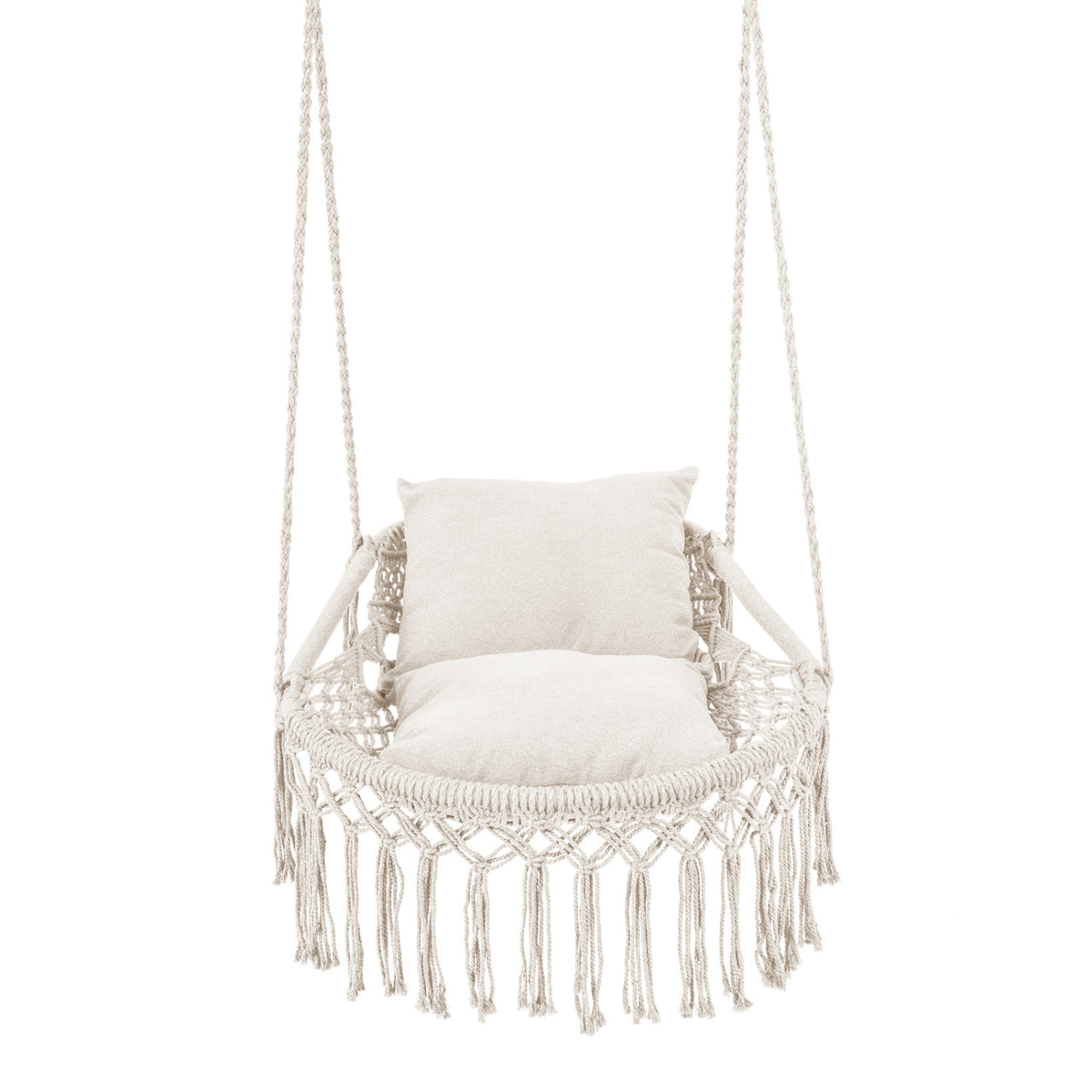 Macrame Swing Chair Hammock Chair with 2 Removable Cushions
