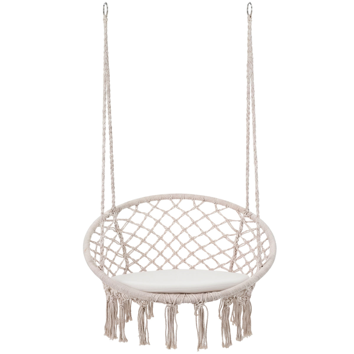 Macrame Swing Chair Hammock Chair with Round Seat Cushion