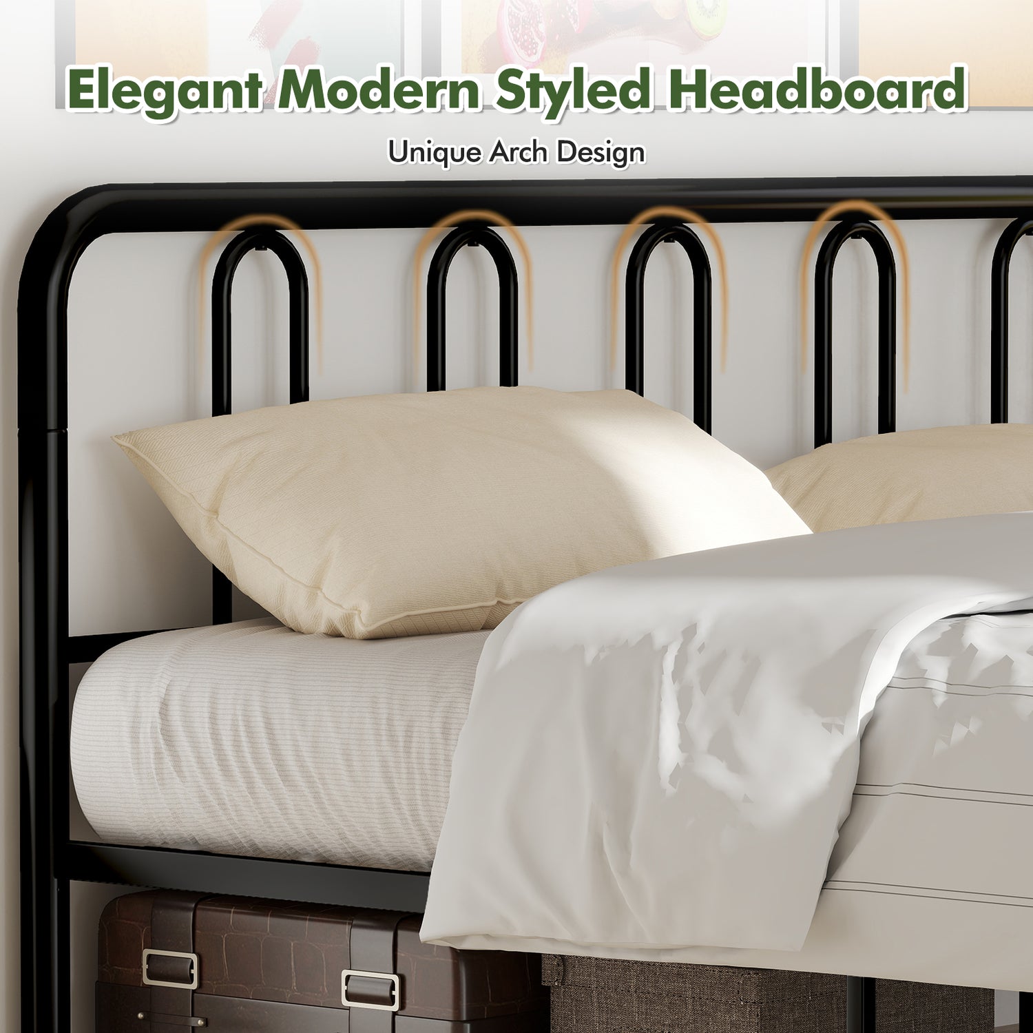 Full/Queen Size Metal Bed Frame with Headboard and Footboard