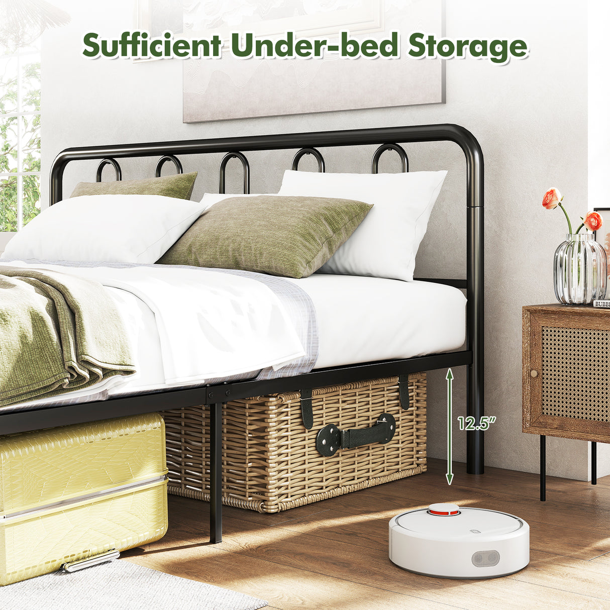 Full/Queen Size Metal Bed Frame with Headboard and Footboard