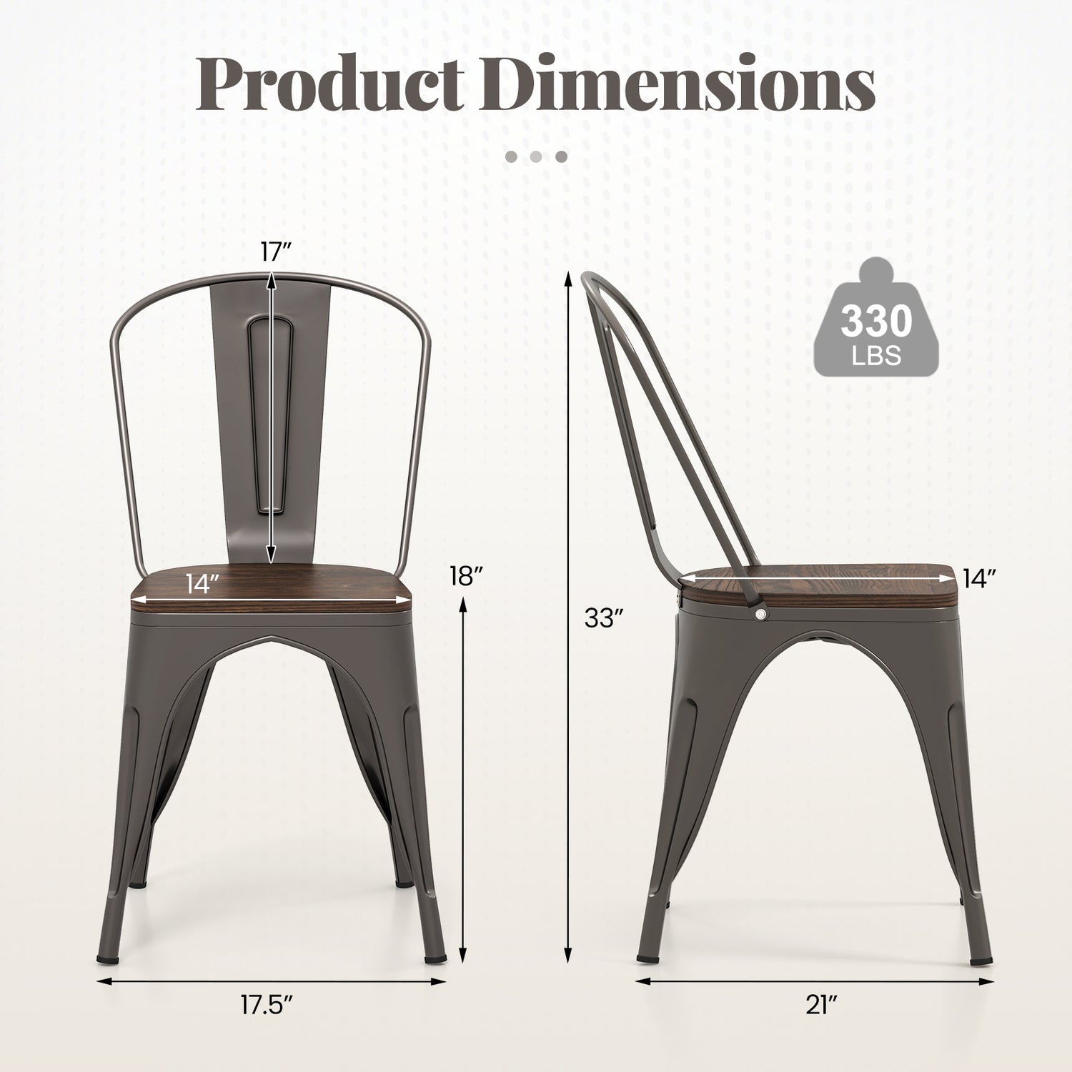 Metal Dining Chairs Set of 4 Tolix Style Stackable Kitchen Chairs with Wood Seat