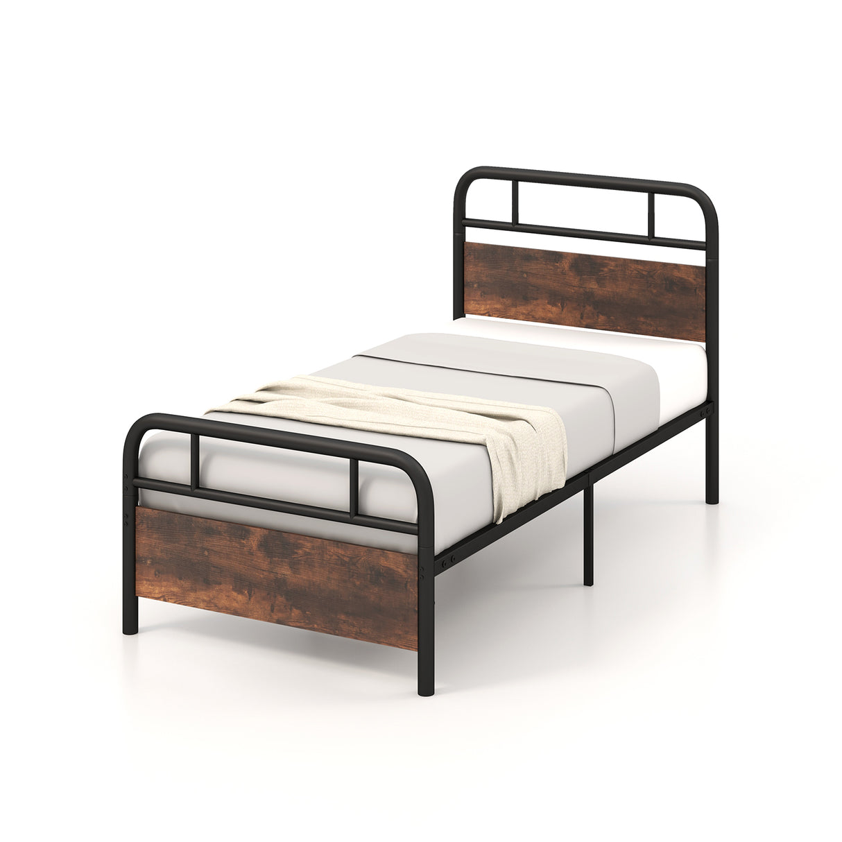 Twin/Full/Queen Size Bed Frame with Industrial Headboard
