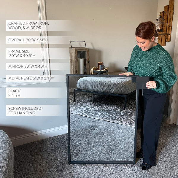 Architectural Black Iron Tripod Wall Mirror | Modern Statement Piece