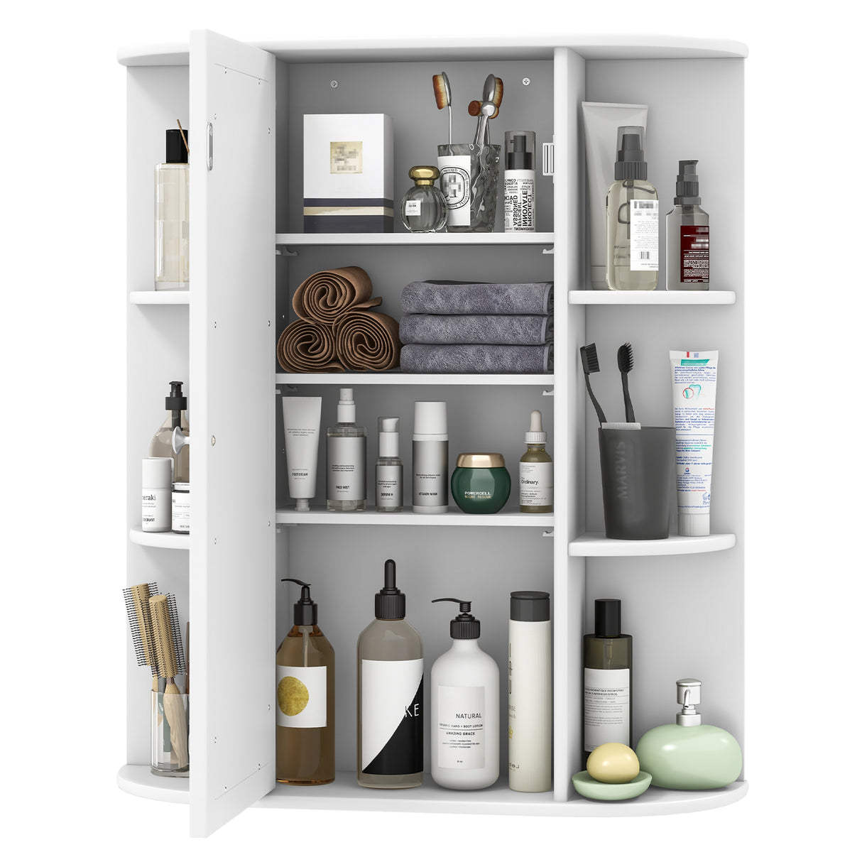 Mirrored Bathroom Medicine Cabinet with Single Mirror Door and Adjustable Shelf