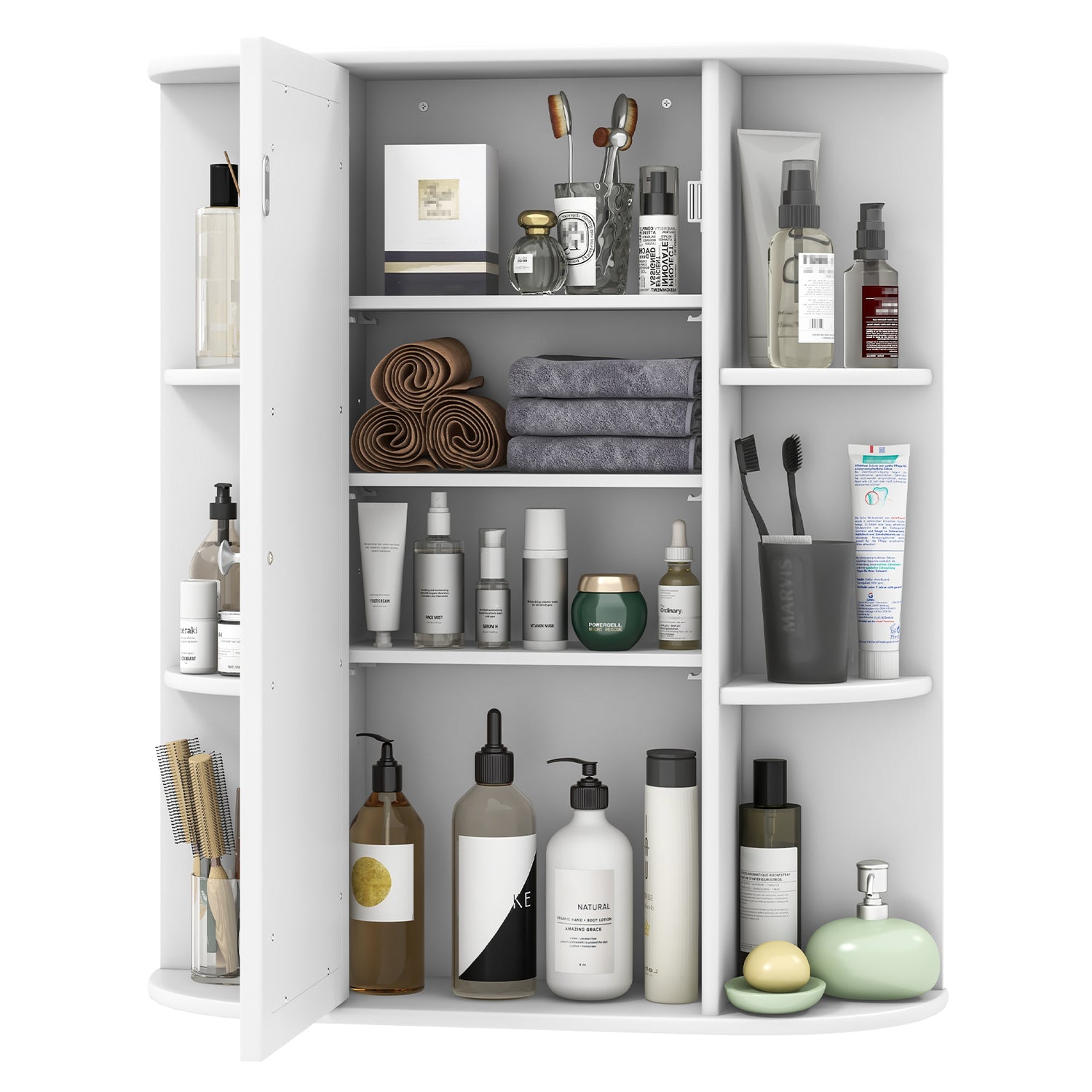 Mirrored Bathroom Medicine Cabinet with Single Mirror Door and Adjustable Shelf