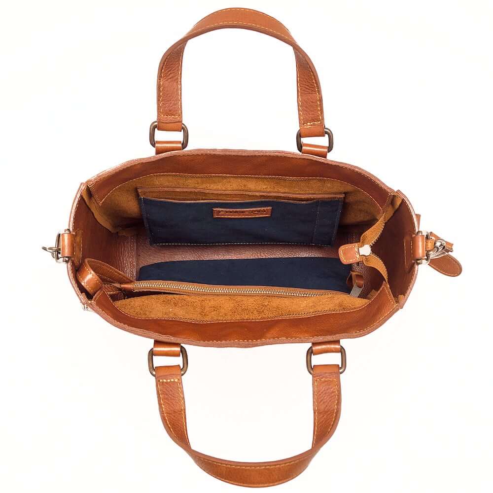 Ellington Leather Market Tote with Zippered Pouch