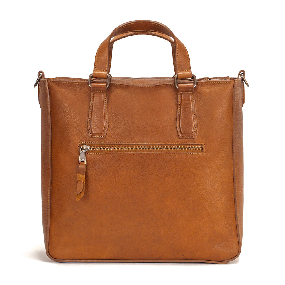 Ellington Leather Market Tote with Zippered Pouch