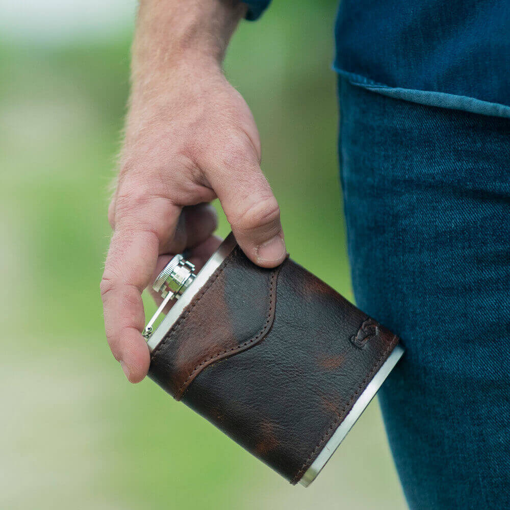 Campaign Leather Flask