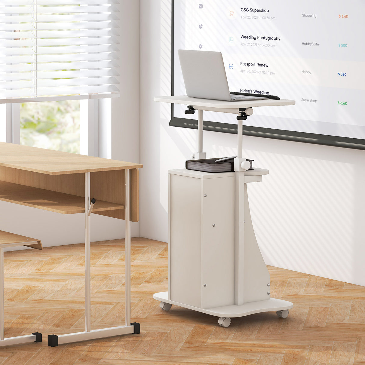 Sit-to-Stand Laptop Desk Cart Height Adjustable with Storage