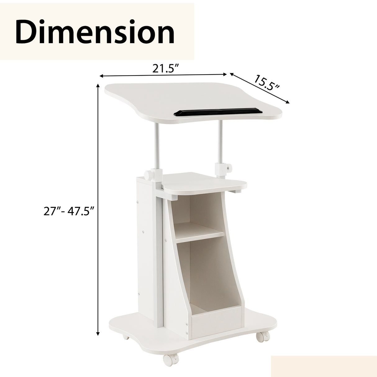 Sit-to-Stand Laptop Desk Cart Height Adjustable with Storage