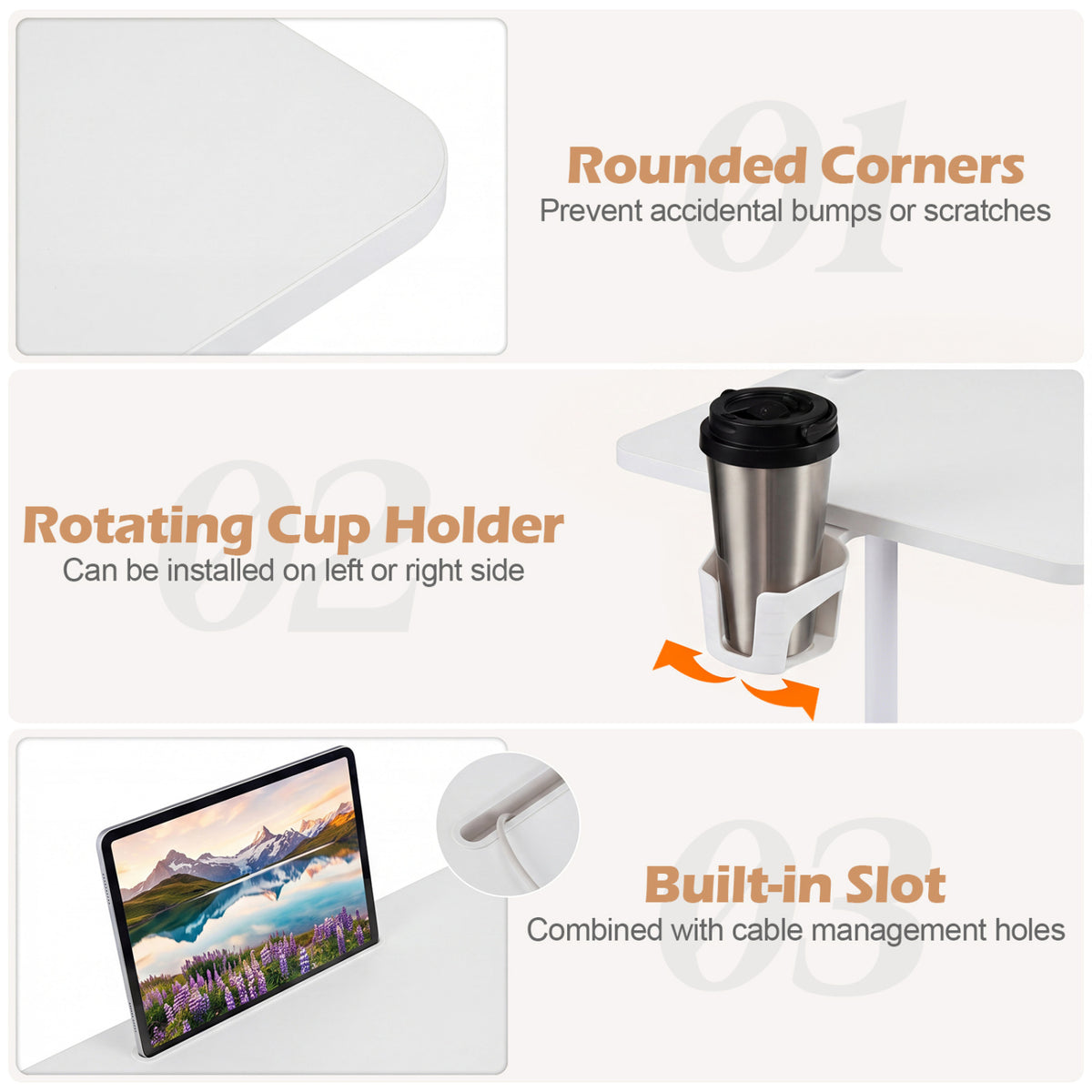 Mobile Standing Desk Height Adjustable Rolling Laptop Desk with Cup Holder Storage Basket