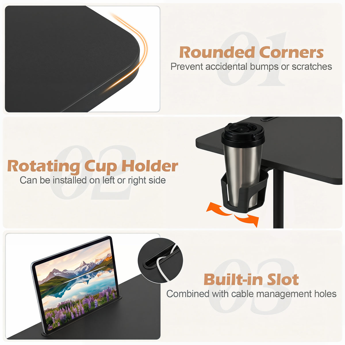 Mobile Standing Desk Height Adjustable Rolling Laptop Desk with Cup Holder Storage Basket