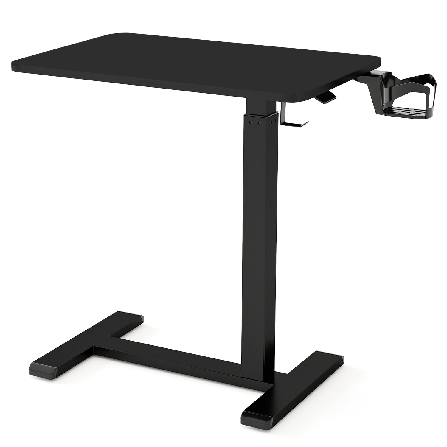 Mobile Standing Desk Height Adjustable Overbed Bedside Table with Cup Holder