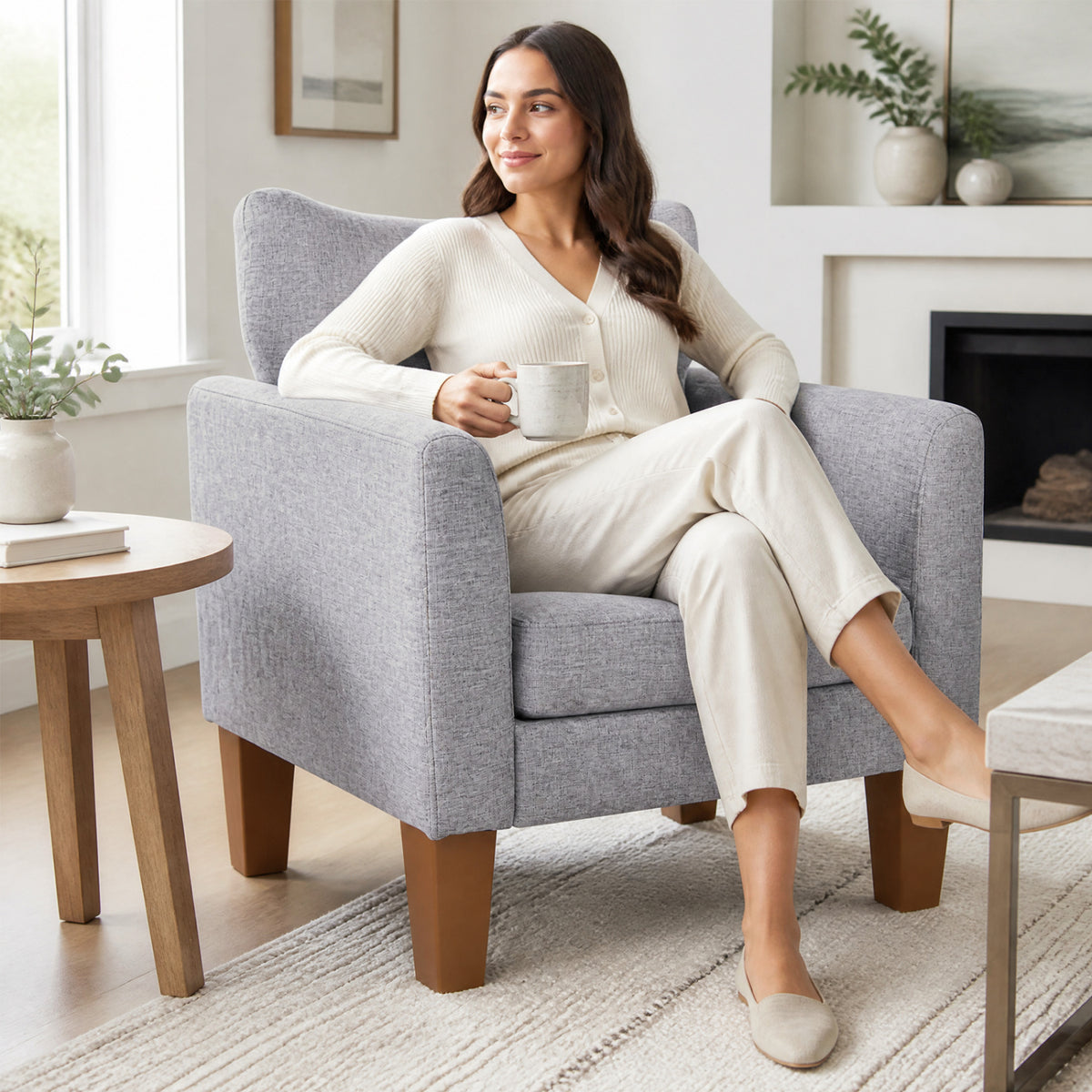 Modern Accent Chair with Removable Cushion & Pillow for Living Room