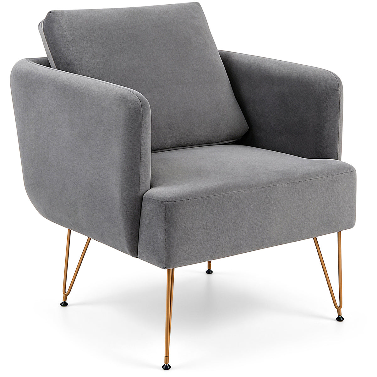 Modern Accent Chair w/Back Cushion & Golden Metal Legs for Living Room Bedroom