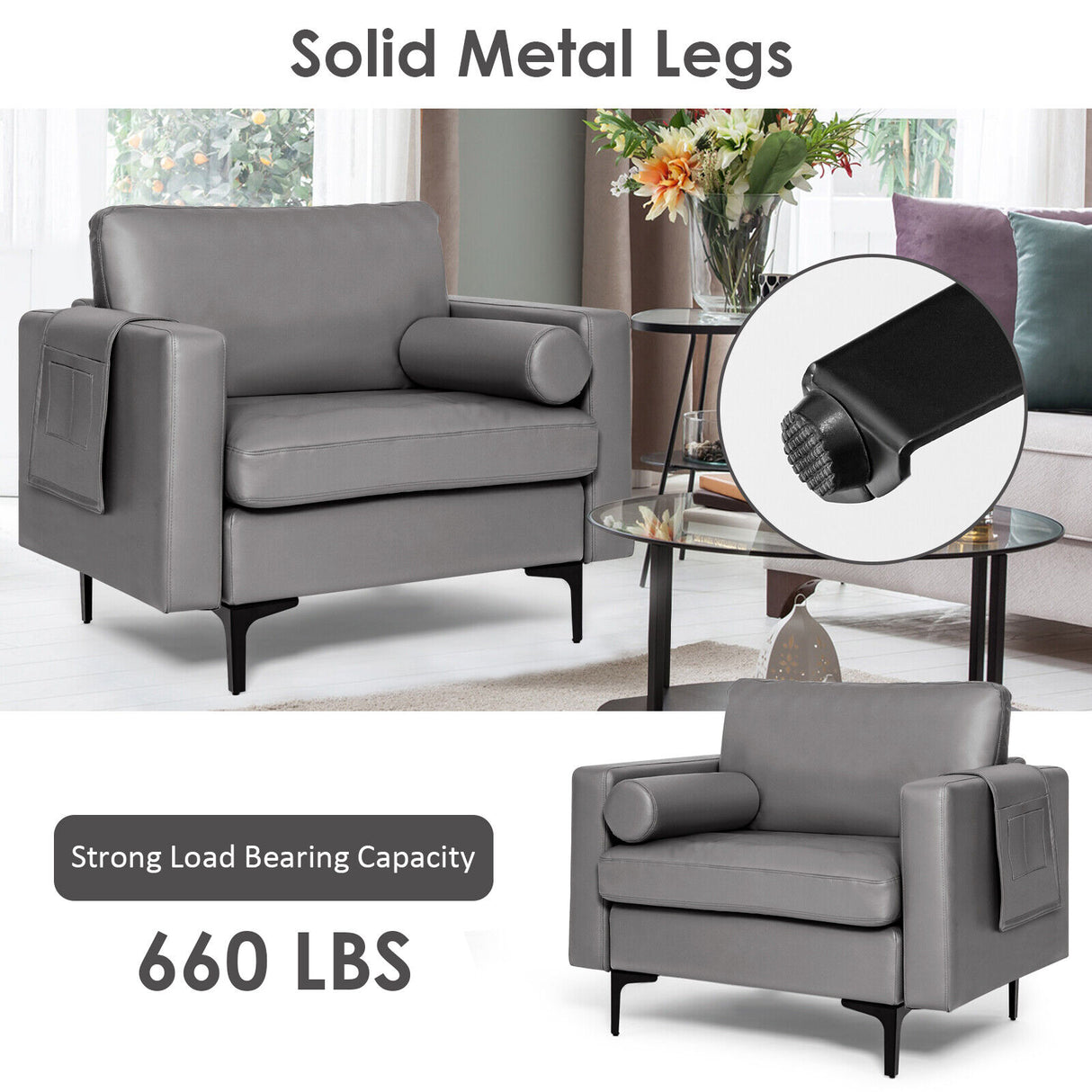 Modular 1/2/3/4-Seat L-Shaped Sectional Sofa Couch with Socket USB Port-1
