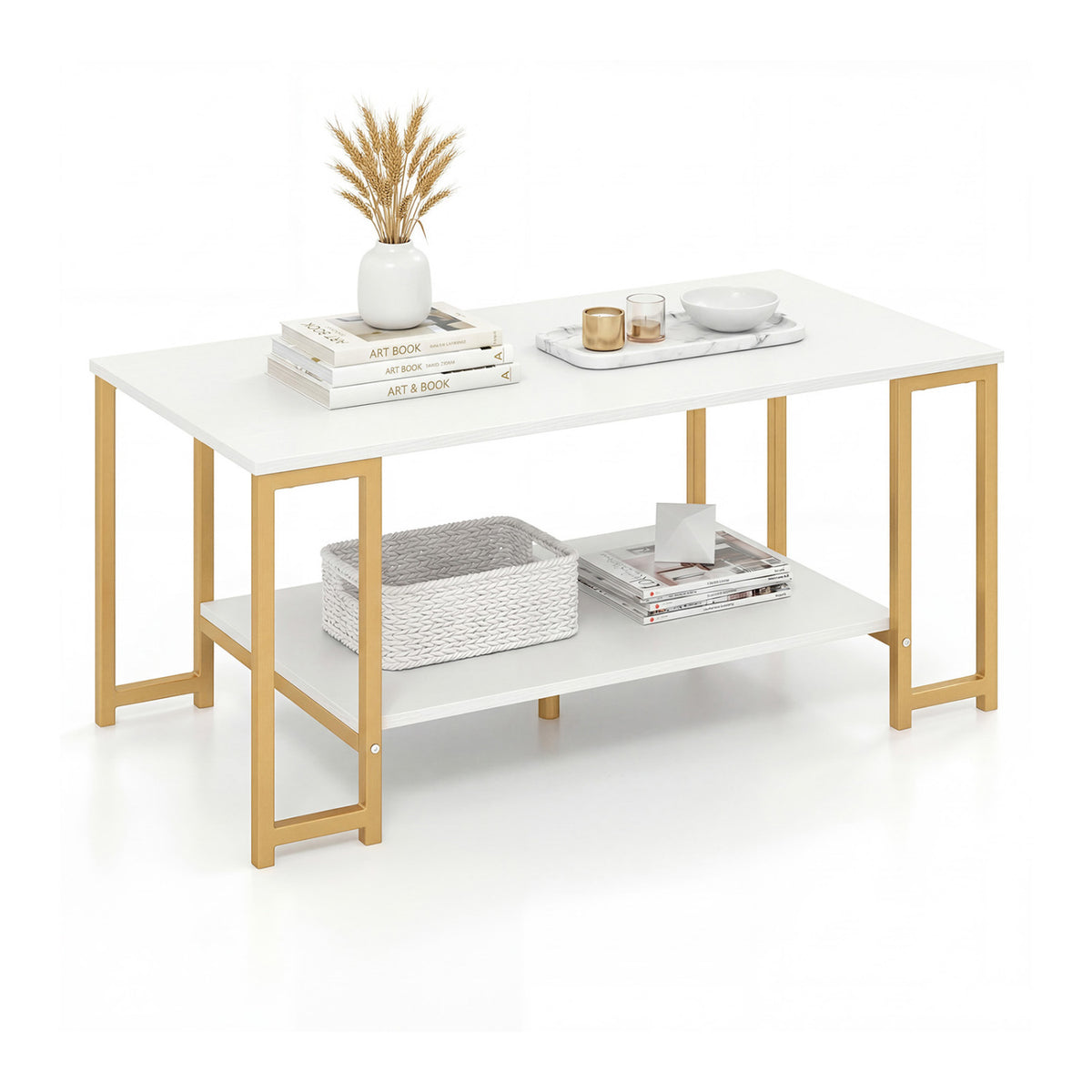 Modern Accent Table with Open Storage Shelf for Apartment and Lounge