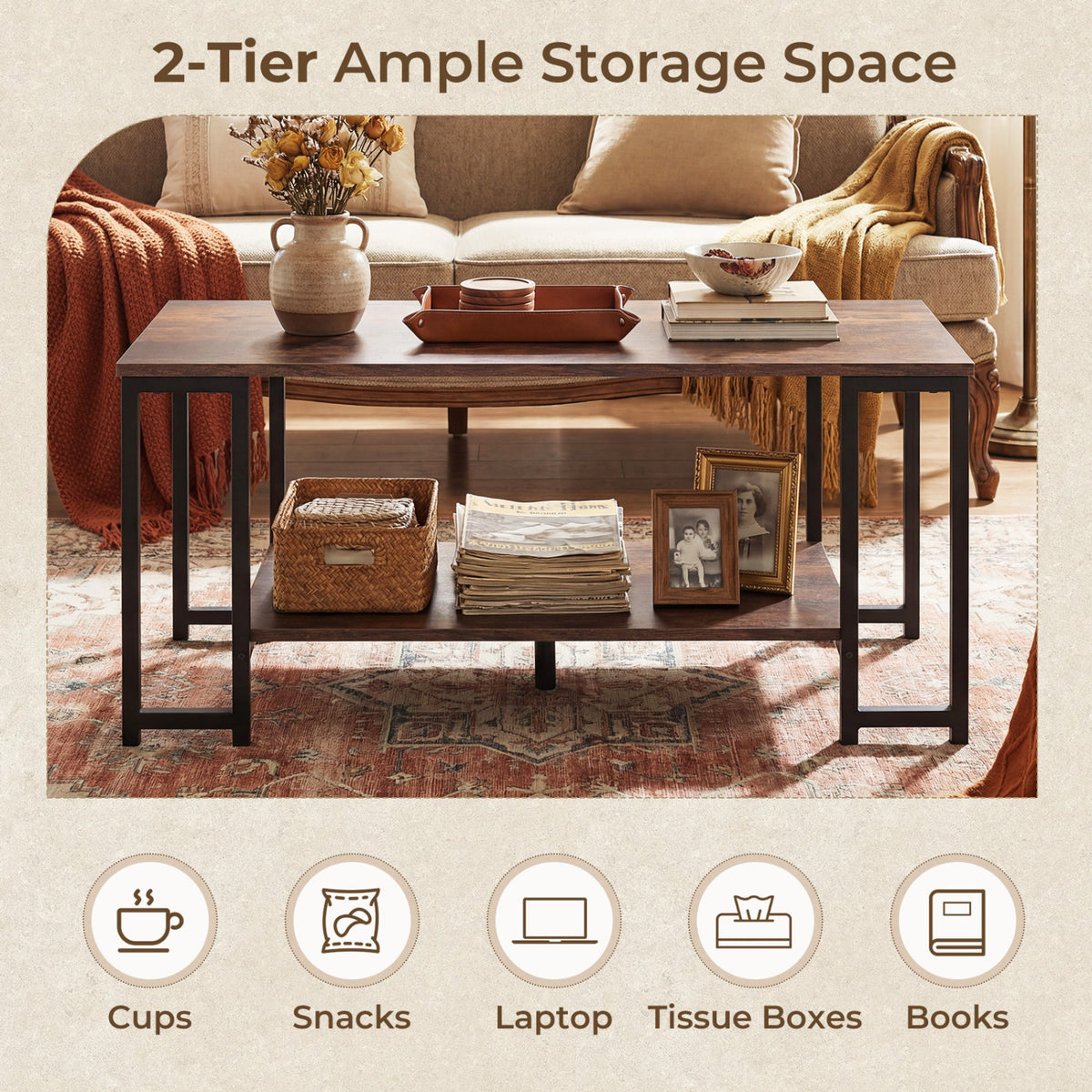 Modern Accent Table with Open Storage Shelf for Apartment and Lounge