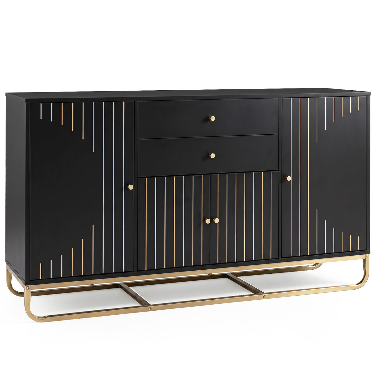 Modern Buffet Sideboard Cabinet w/ 2 Drawers & Adjustable Shelves for Dining Room