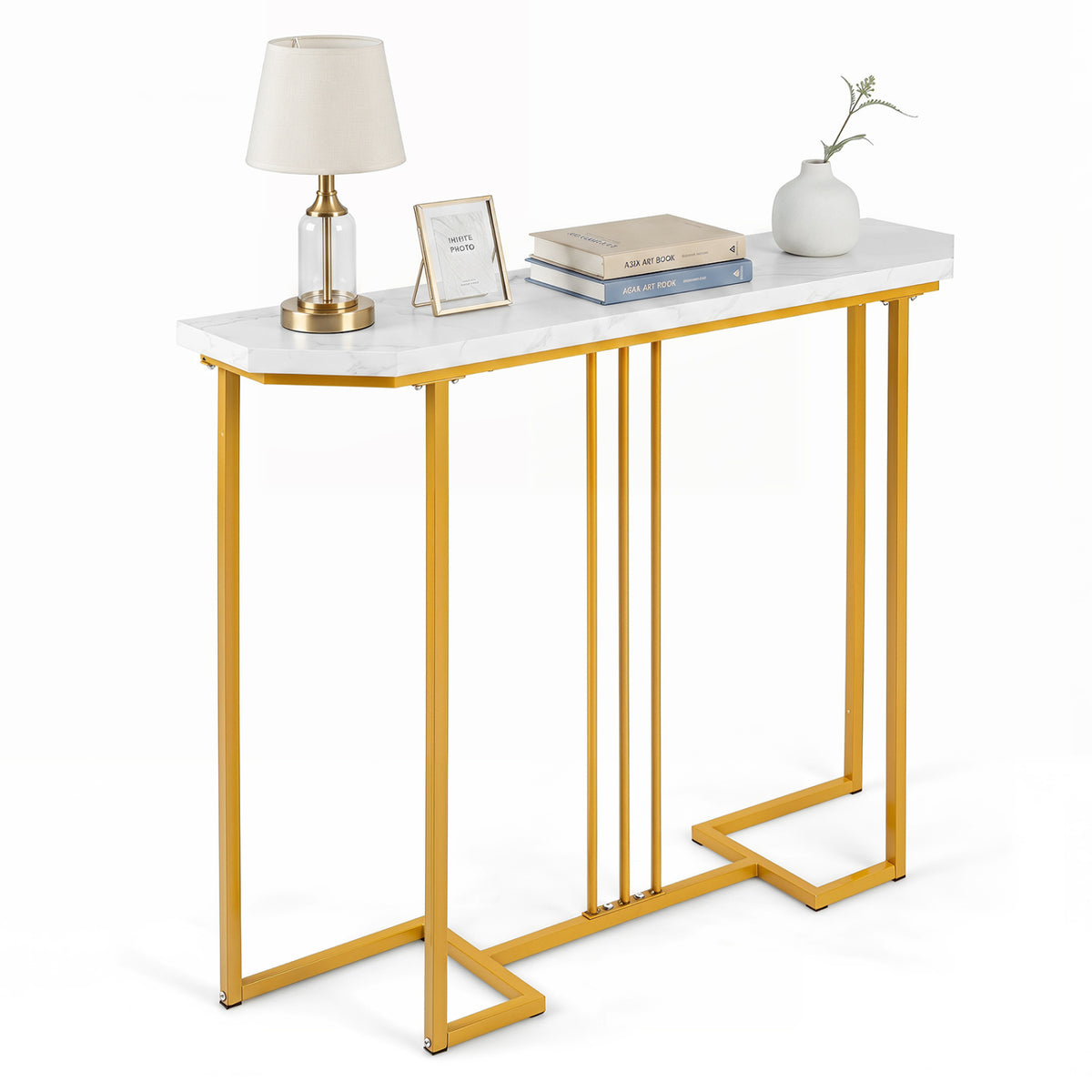 Modern Console Table Narrow Entryway Table with Metal Legs