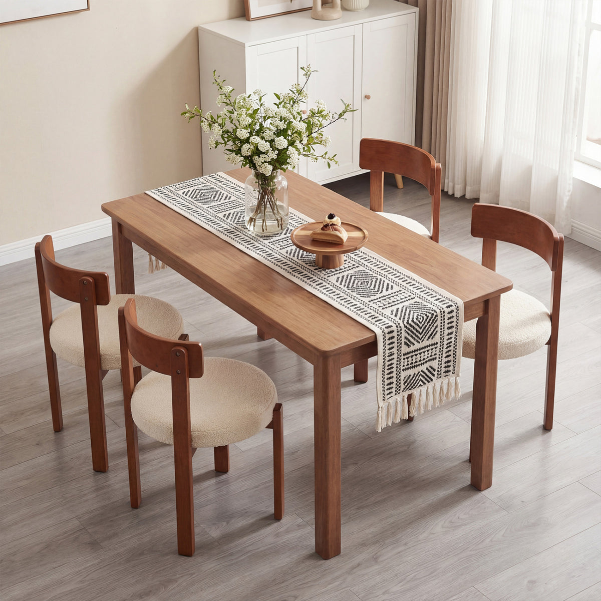 Modern Dining Chairs Set of 2 with Solid Rubber Wood Legs-Brown