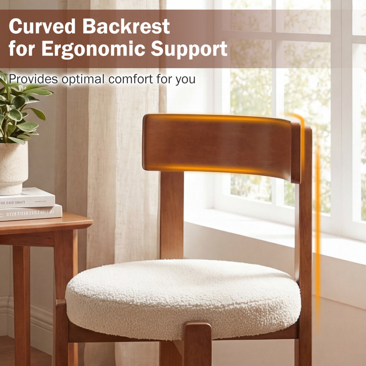 Modern Dining Chairs Set of 4 with Solid Rubber Wood Legs-Brown