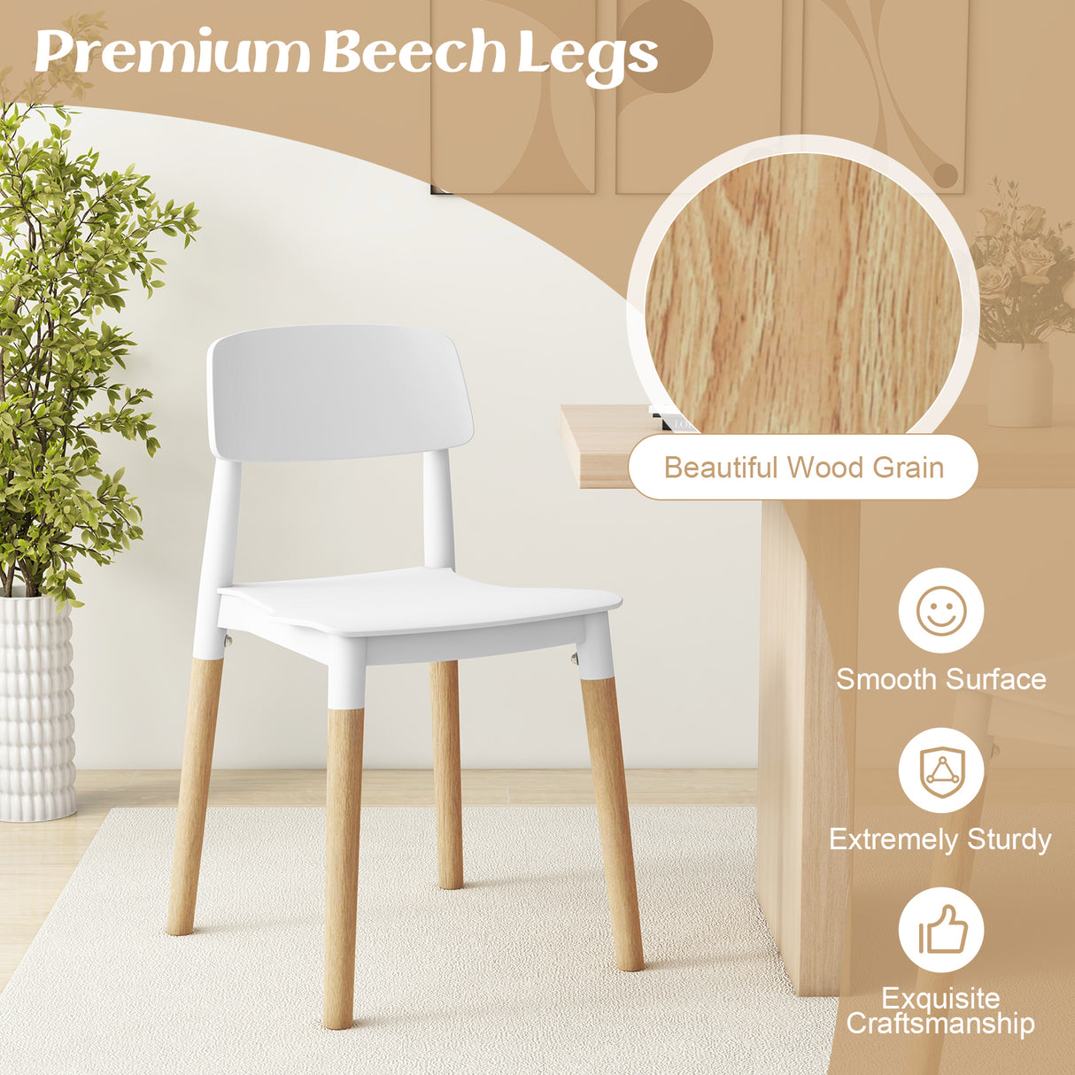 Modern Dining Side Chairs Set of 4 with Ergonomic Backrest for Dining Room