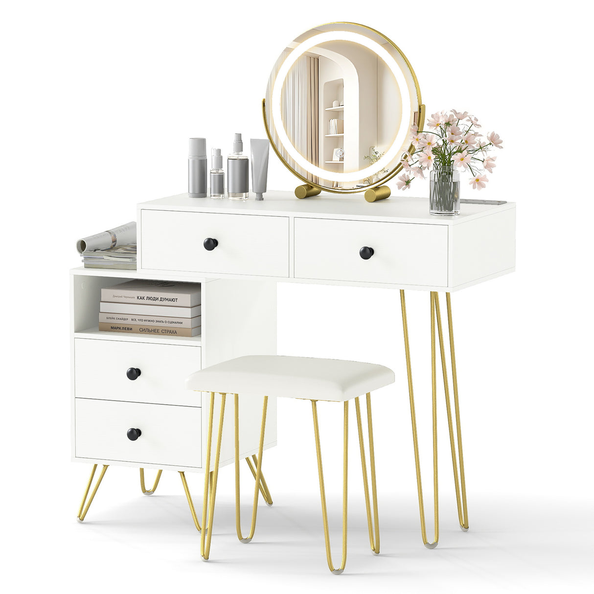 Modern Dressing Table with Storage Cabinet