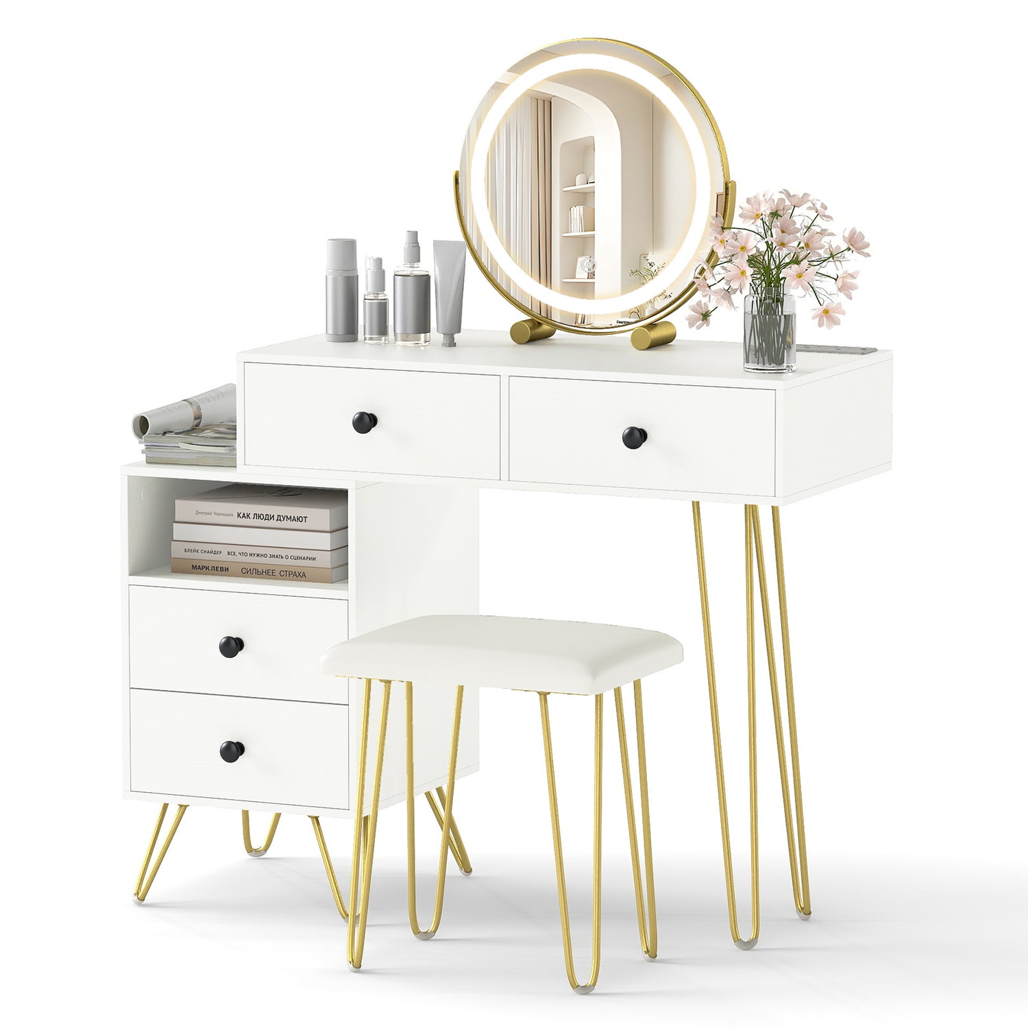 Modern Dressing Table with Storage Cabinet