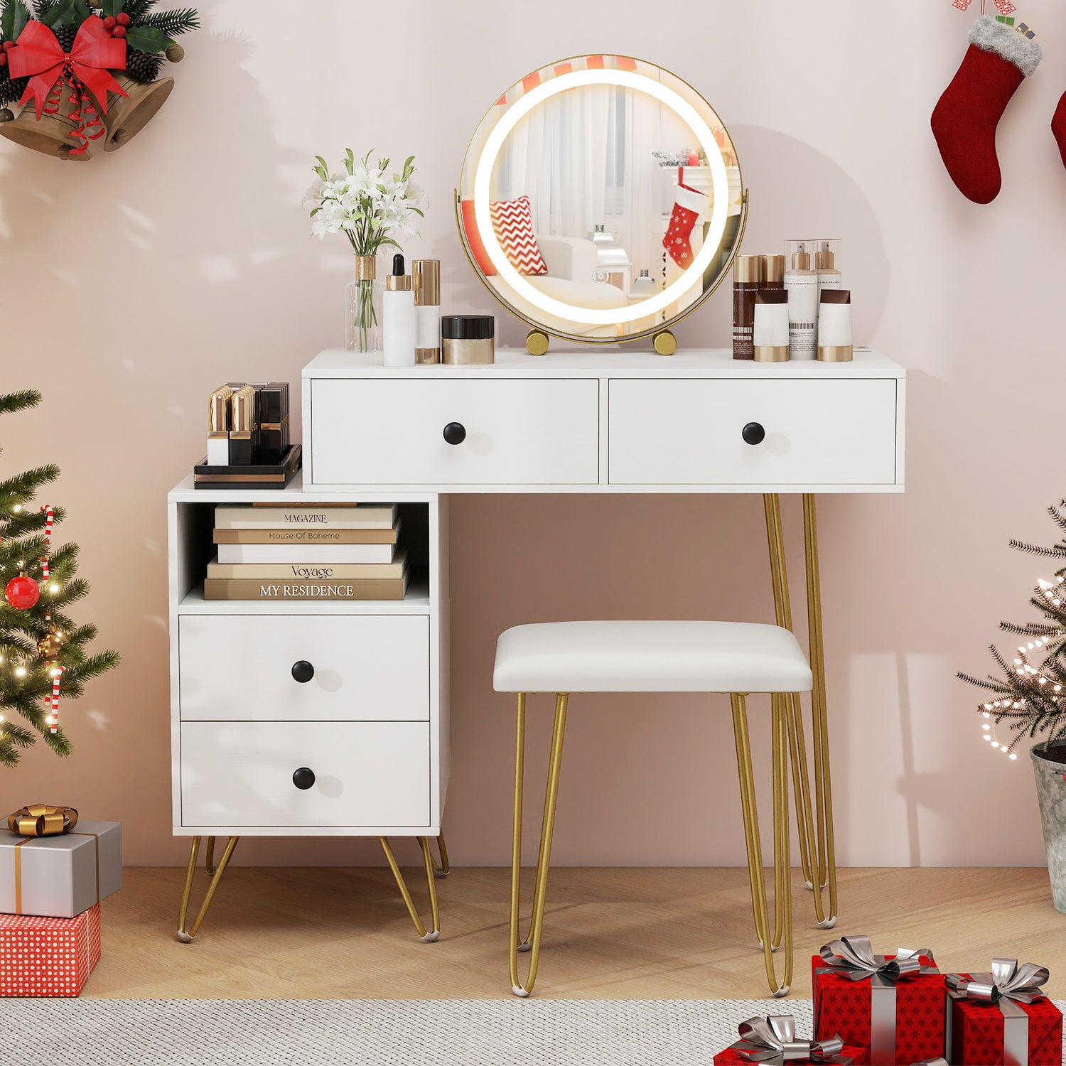 Modern Dressing Table with Storage Cabinet