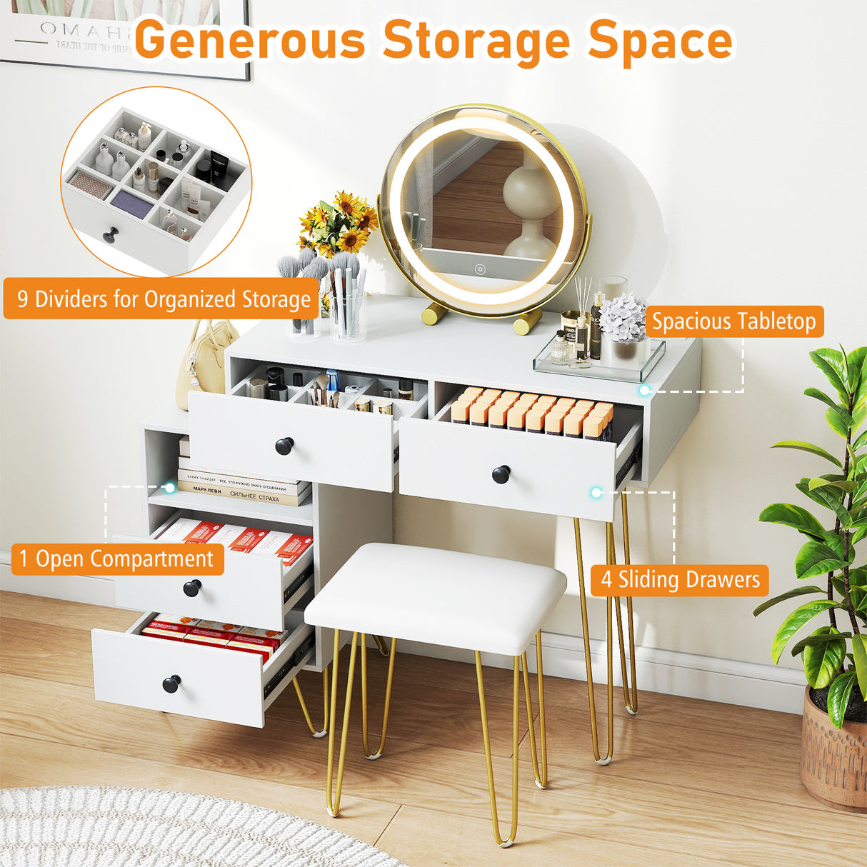 Modern Dressing Table with Storage Cabinet