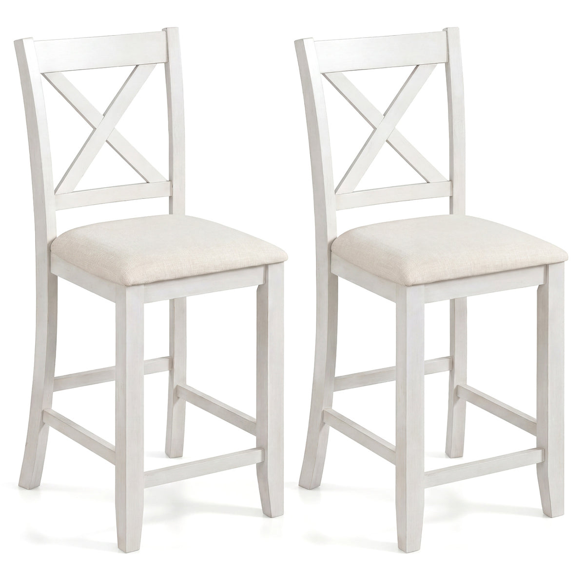 Modern Farmhouse Counter Height Stools with Footrest and Cushion