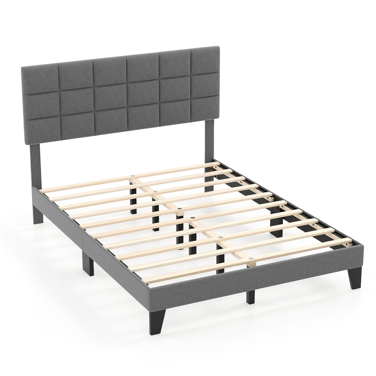 Full/Queen/King Size Modern Linen Bed Frame with Adjustable Headboard