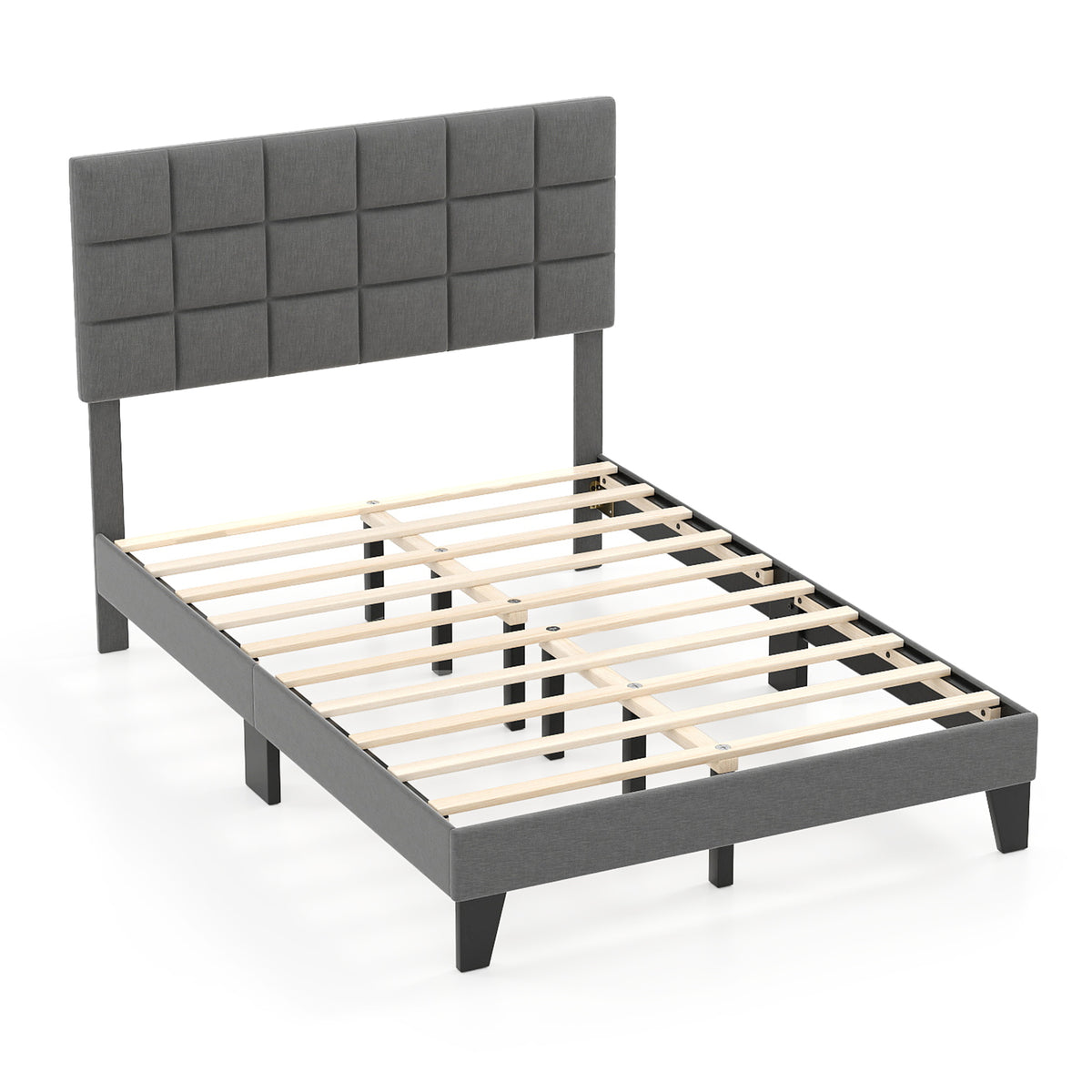 Full/Queen/King Size Modern Linen Bed Frame with Adjustable Headboard