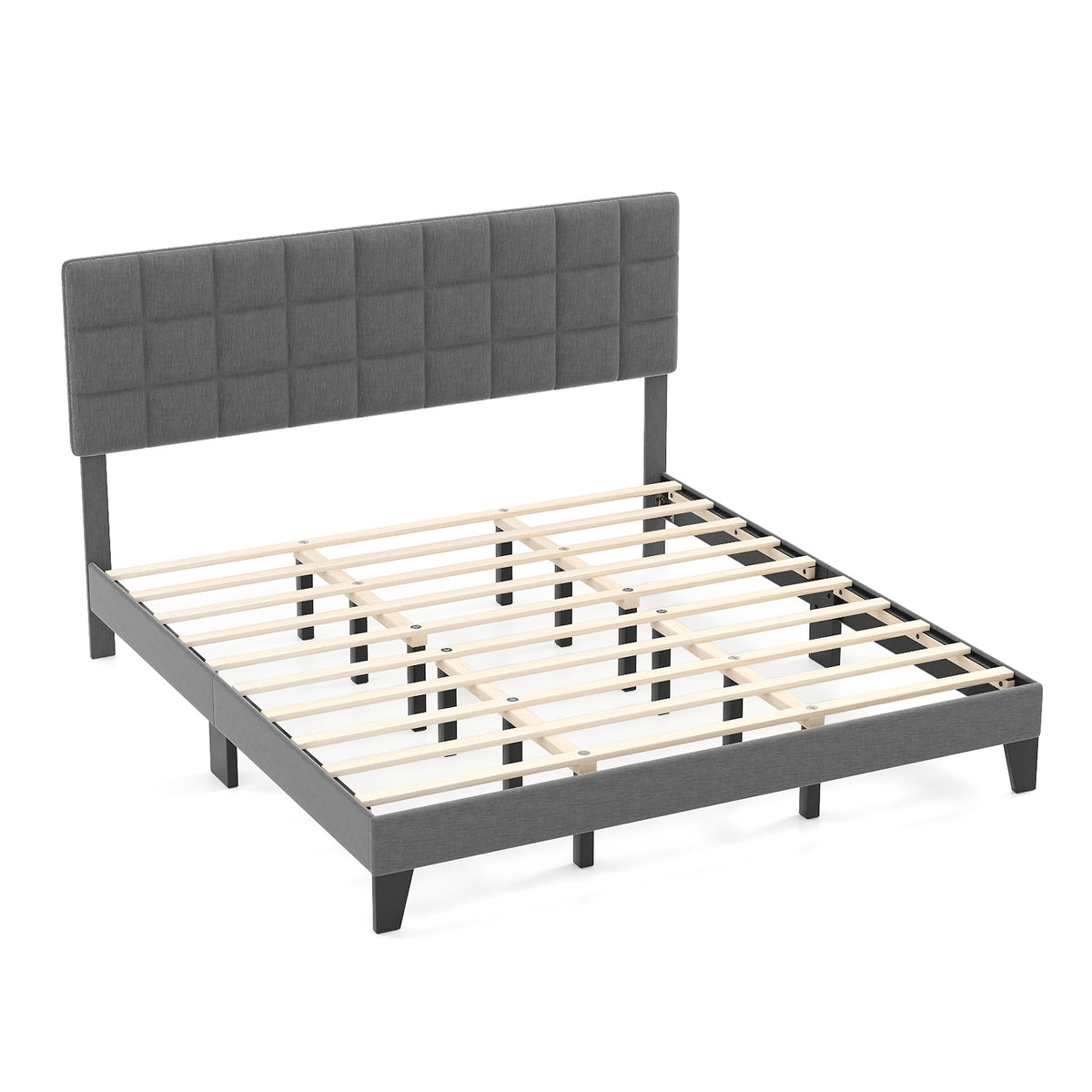 Full/Queen/King Size Modern Linen Bed Frame with Adjustable Headboard