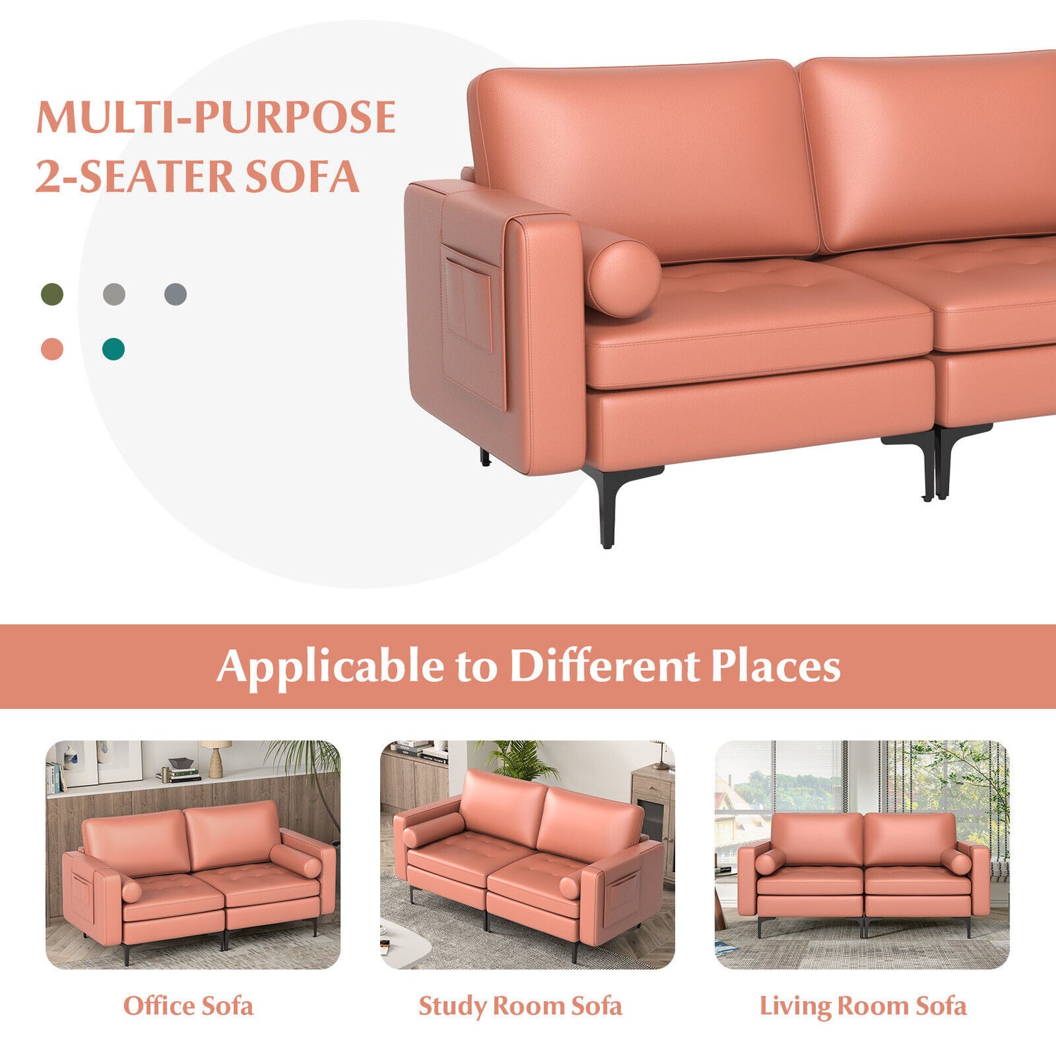 Modular 1/2/3/4-Seat L-Shaped Sectional Sofa Couch with Socket USB Port-2