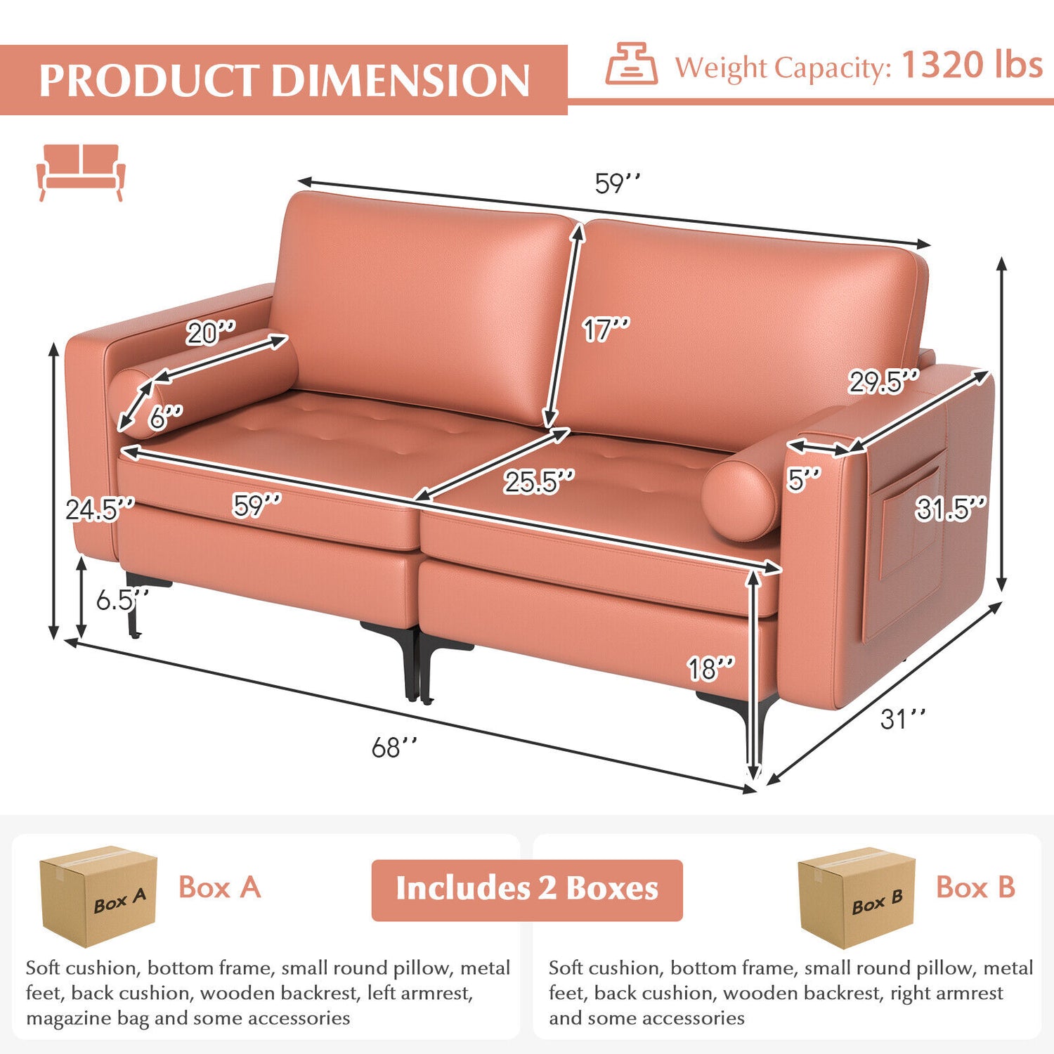 Modular 1/2/3/4-Seat L-Shaped Sectional Sofa Couch with Socket USB Port-2