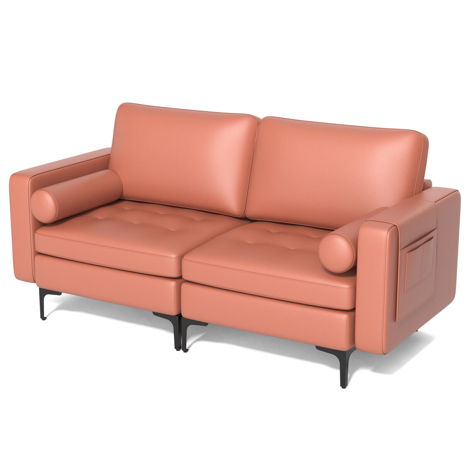 Modular 1/2/3/4-Seat L-Shaped Sectional Sofa Couch with Socket USB Port-2