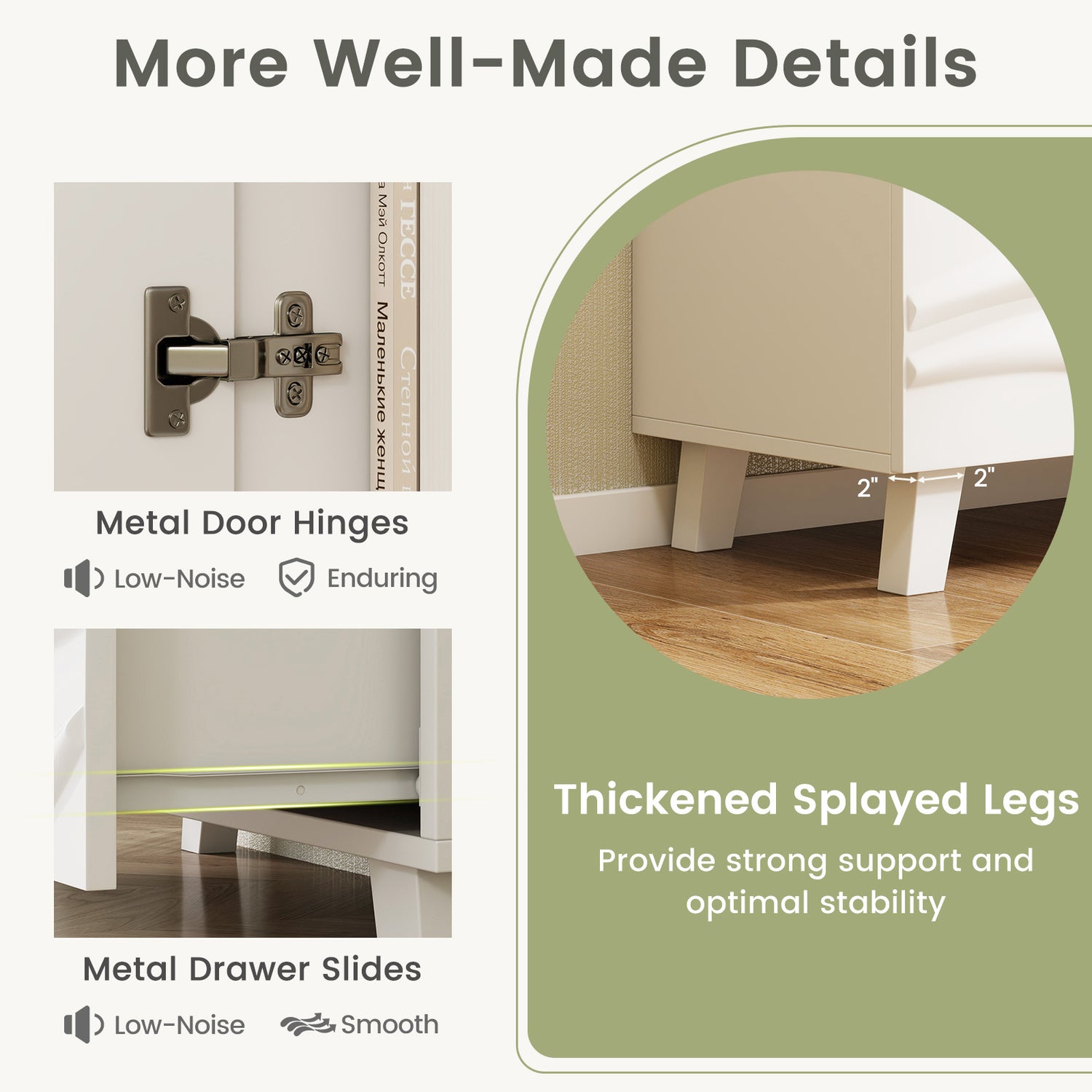 Modern Mid Century TV Stand with Drawers for 44 Inch TV-White