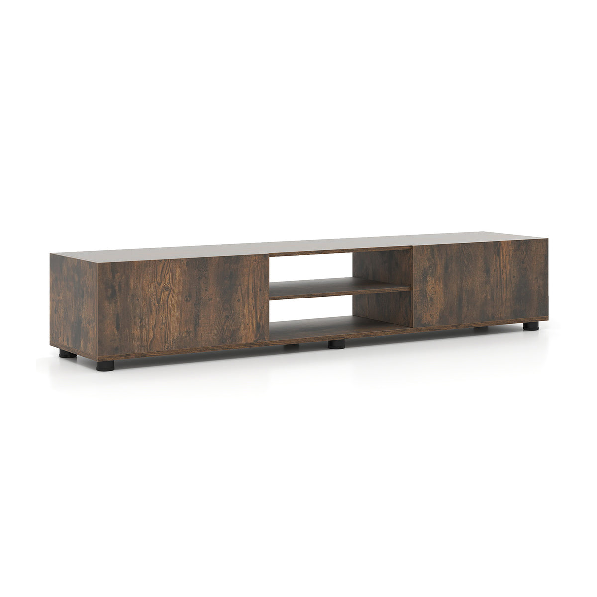 Modern TV Stand for up to 70" TVs Minimalist Entertainment Center with 2 Doors and Open Shelves